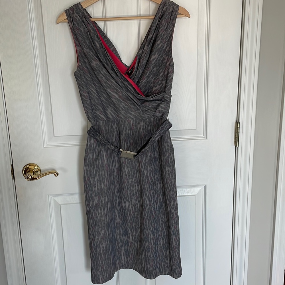 Andrew Marc Marc New York size 2 dress.  Grey/pink leopard w/ coral pink lining